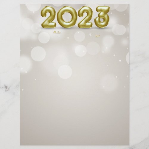 Happy New Year 2023 Elegant Gold Foil Balloons Letterhead