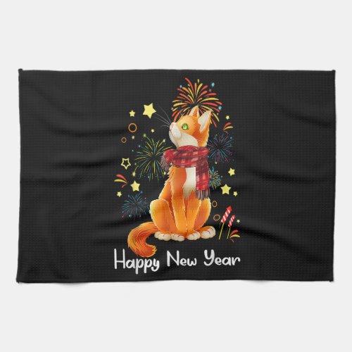 Happy New Year 2023 Funny Happy Meow Year Cat Love Kitchen Towel