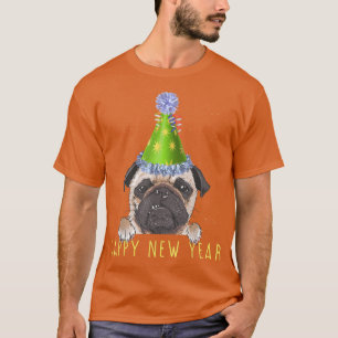 Happy New Year 2023 Funny New Year's Eve Pug Party T-Shirt