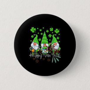 Happy New Year 2023 Gnomes Irish Patrick Day Famil Button