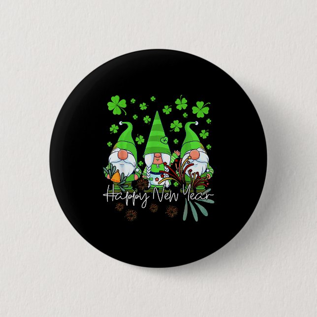 Happy New Year 2023 Gnomes Irish Patrick Day Famil Button (Front)