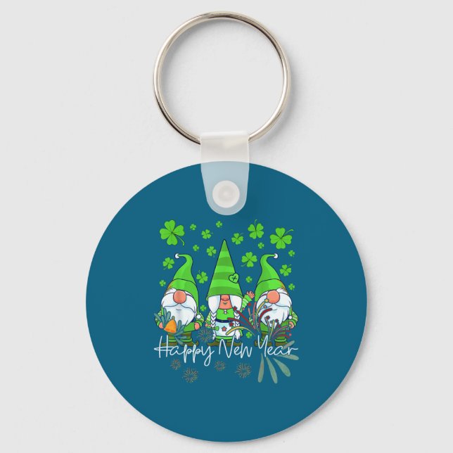 Happy New Year 2023 Gnomes Irish Patrick Day Famil Keychain (Front)