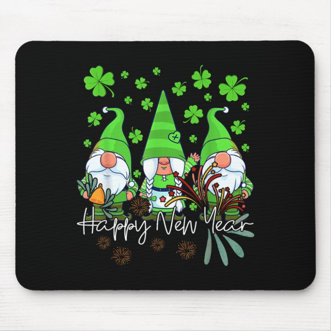 Happy New Year 2023 Gnomes Irish Patrick Day Famil Mouse Pad (Front)