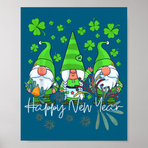 Happy New Year 2023 Gnomes Irish Patrick Day Famil Poster
