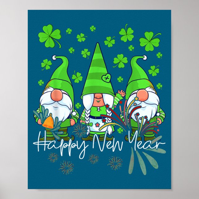 Happy New Year 2023 Gnomes Irish Patrick Day Famil Poster (Front)