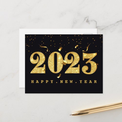 Happy New Year 2023 Gold AND Black Postcard