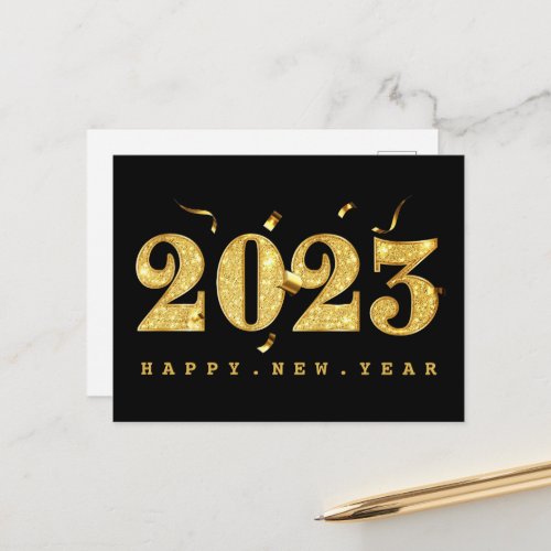 Happy New Year 2023 Gold Postcard