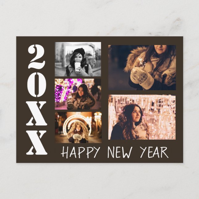 Happy New Year 2023 Greetings 5 Photo Collage Postcard (Front)