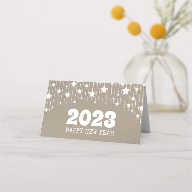 Happy New year 2023 hanging stars garland Place Card (Front)