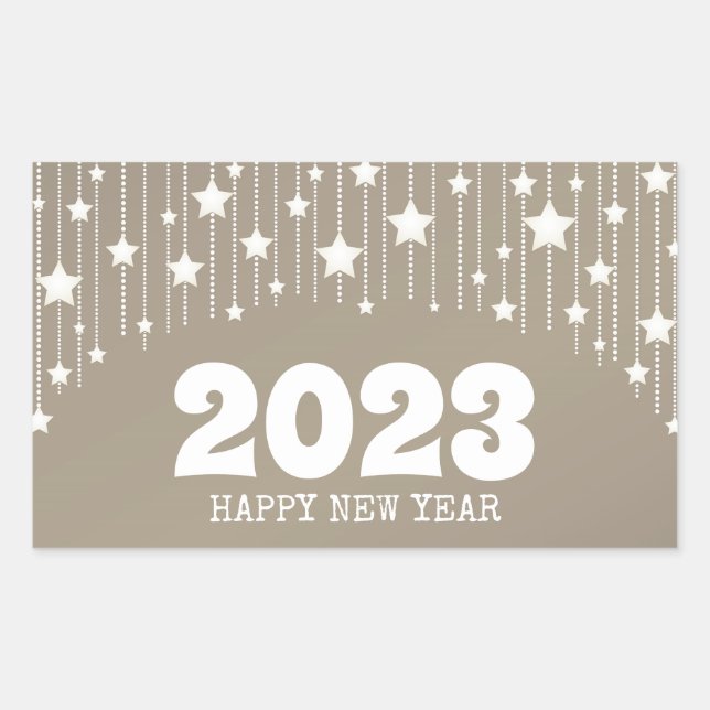Happy New year 2023 hanging stars garland seasonal Rectangular Sticker (Front)