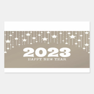 Happy New year 2023 hanging stars garland seasonal Rectangular Sticker