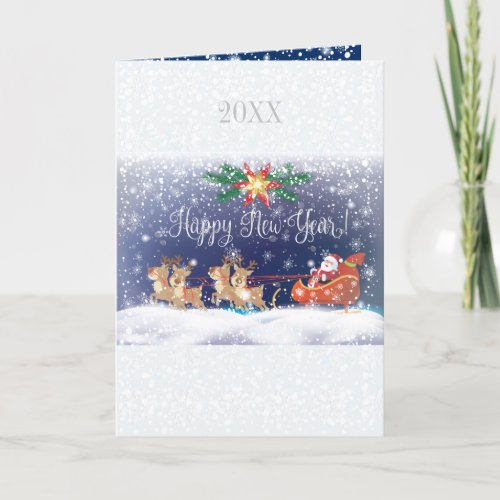 Happy New Year 2023  Santa Christmas Characters Holiday Card