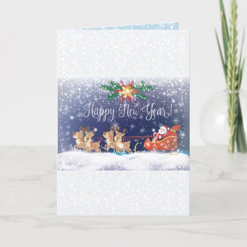 Happy New Year 2023  Santa Christmas Characters Holiday Card