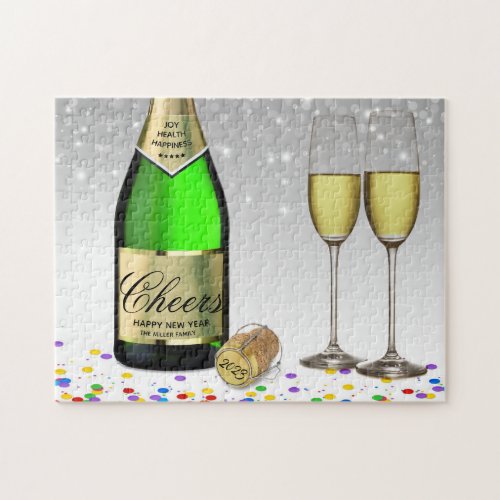 Happy New Year 2023 Sparkling Wine Bottle Jigsaw Puzzle