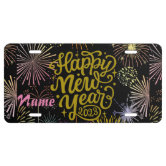ハピ⁑ Festive Blue Fireworks License Plate | Zazzle