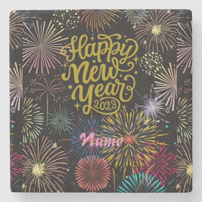 Happy New Year 2023 Thunder_Cove  Stone Coaster (Front)