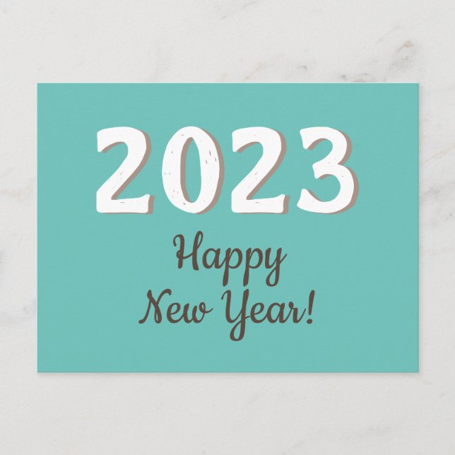 Happy New Year 2023 Typography Turquoise  Postcard (Front)