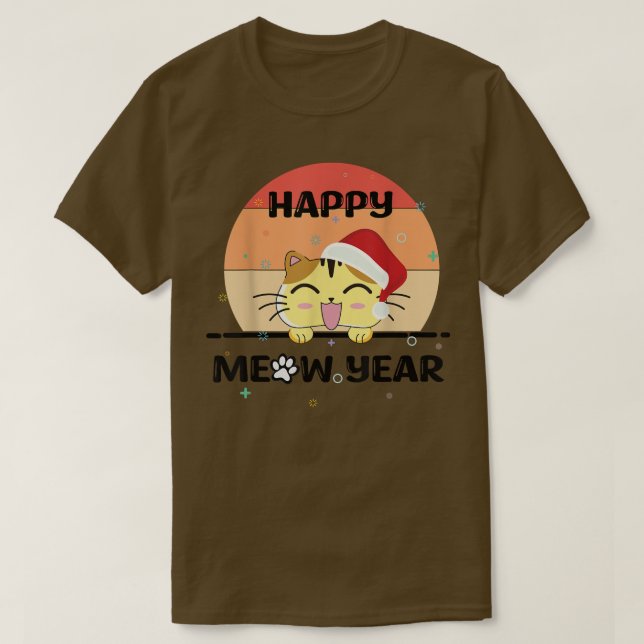 happy new year 2023 with funny cat  T-Shirt (Design Front)