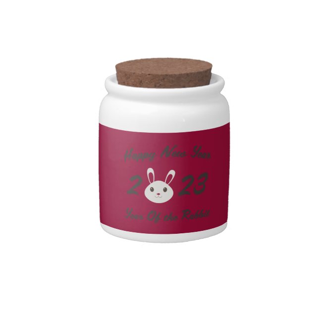 Happy New Year 2023 Year of the Rabbit Candy Jar (Front)