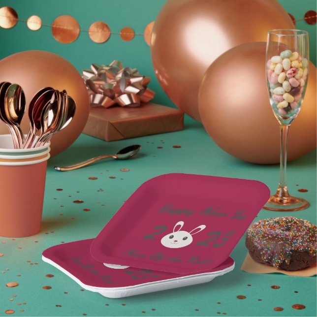 Happy New Year 2023 Year of the Rabbit  Paper Plates (Multi)