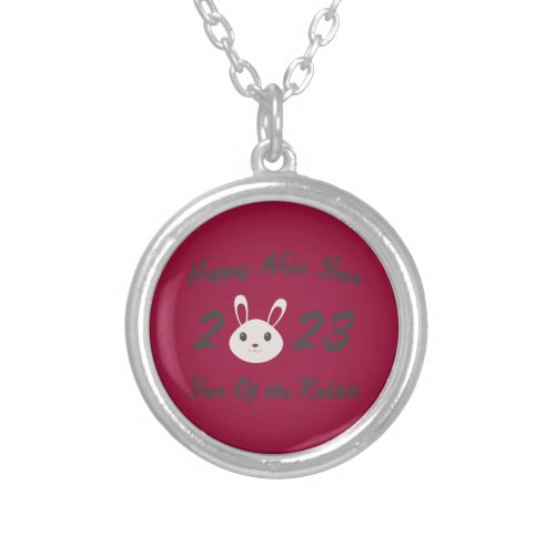 Happy New Year 2023 Year of the Rabbit  Silver Plated Necklace