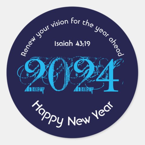 Happy New Year 2024 ADD ANY YEAR Christian Classic Round Sticker