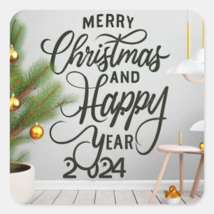 happy new year 2024 and Chris Square Sticker