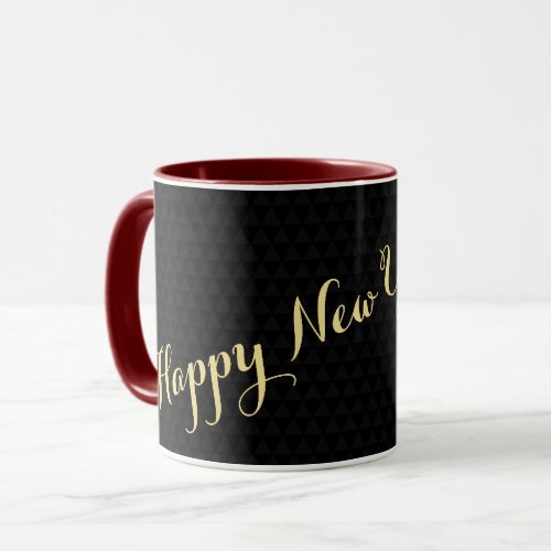 Happy New Year 2024 Black Gold Elegant Tea Coffee Mug