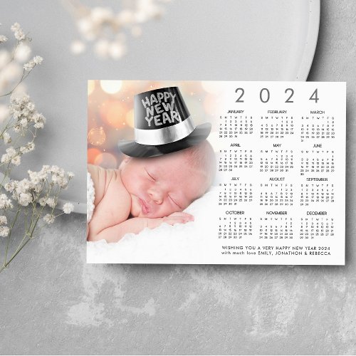 Happy New Year 2024 Calendar Custom Photo Holiday Card