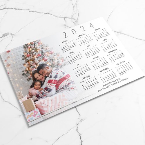 Happy New Year 2024 Calendar Family Photo  Holiday Card