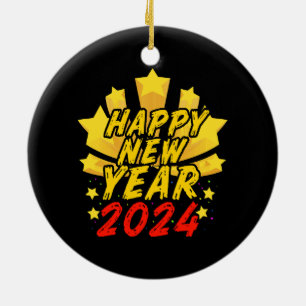 Happy New Year 2024 Ceramic Ornament