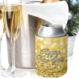 Happy New Year 2024 Chic Gold Glitter Party Can Cooler
