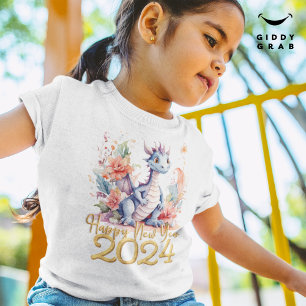 Happy New Year 2024 Chinese Dragon Black T-Shirt