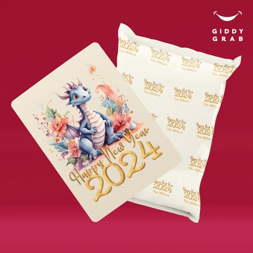 Happy New Year 2024 Chinese Dragon Vanilla Invitation