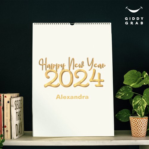 Happy New Year 2024 Chinese Dragon Vanilla Photo Calendar