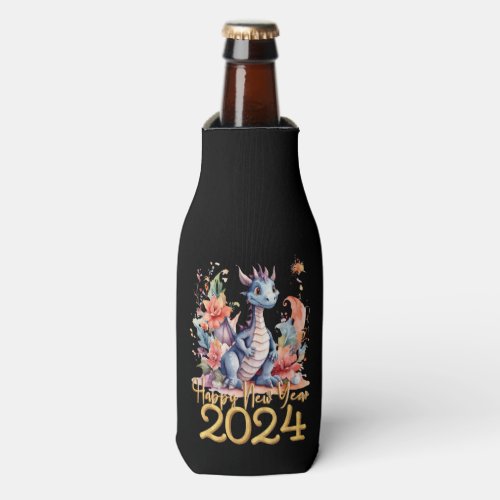 Happy New Year 2024 Chinese Dragon Water Color Bottle Cooler