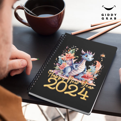 Happy New Year 2024 Chinese Dragon Water Color Notebook
