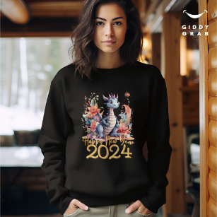 Happy New Year 2024 Chinese Dragon Water Color Sweatshirt