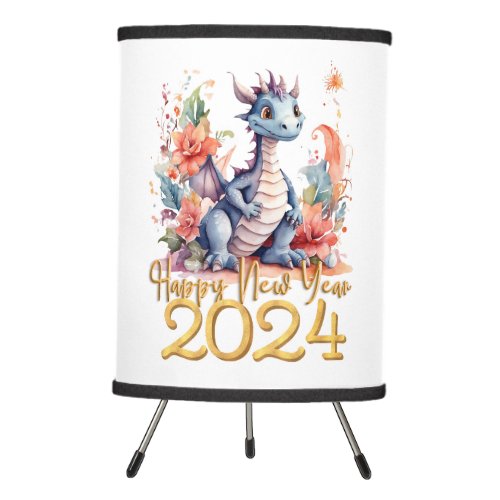 Happy New Year 2024 Chinese Dragon Water Color Tripod Lamp