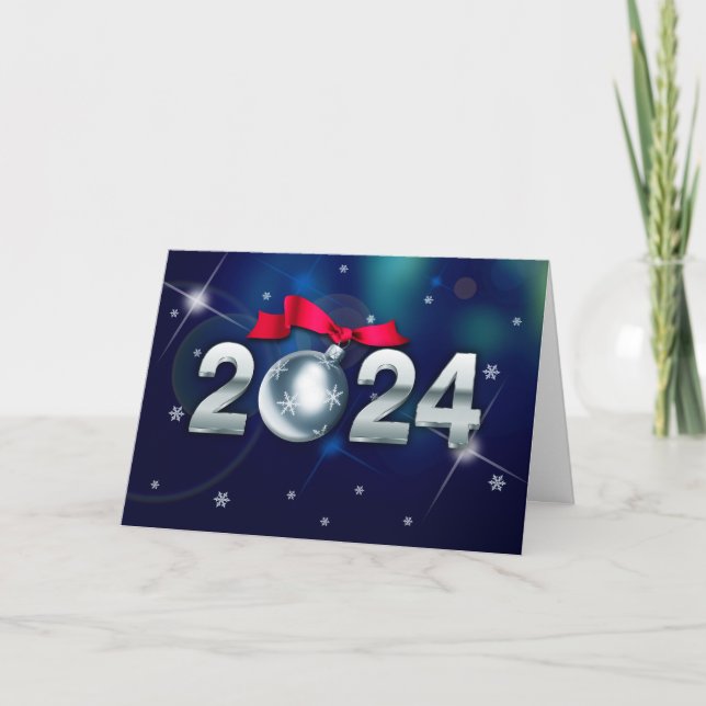Happy New Year 2024. Christmas Bauble Holiday Card (Front)