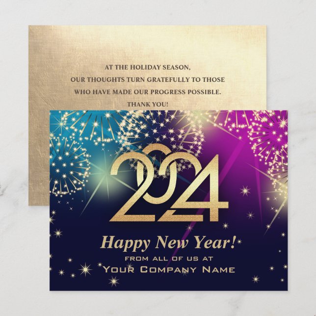 Happy New Year 2024. Custom Corporate Card (Front/Back)