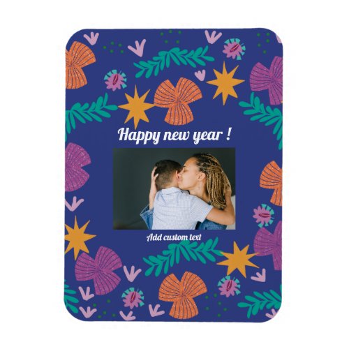 Happy new year 2024 customizable blue modern photo magnet
