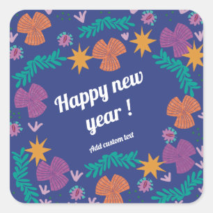 Happy new year 2024 customizable blue modern square sticker