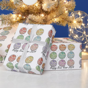 Happy New Year 2024 Disco Ball New Year Wrapping Paper