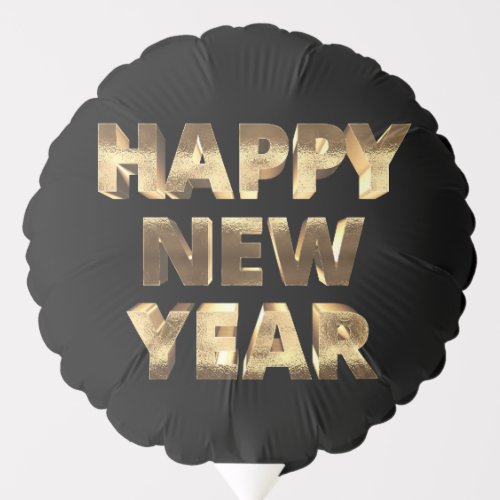 Happy New Year 2024 Elegant Black and Gold Balloon