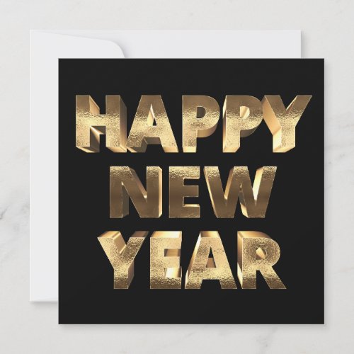 Happy New Year 2024 Elegant Black and Gold Holiday Card