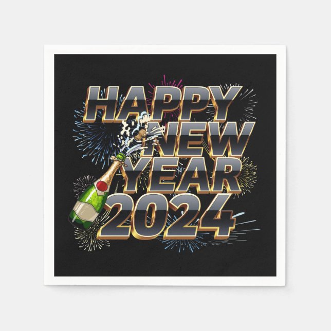 Happy New Year 2024 Elegant New Year's Eve Party Napkins (Front)