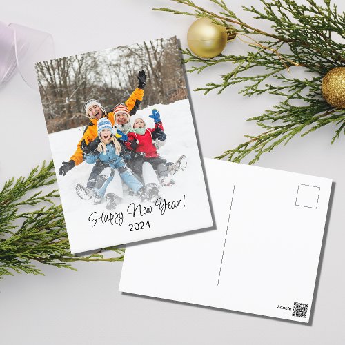 Happy New Year 2024 Family Modern Festive Holiday Postcard