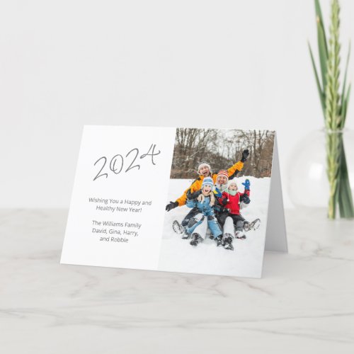 Happy New Year 2024 Family Photo Modern     Holiday Card