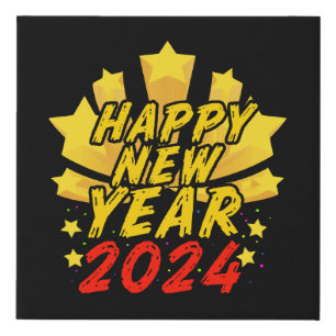 Happy New Year 2024 Faux Canvas Print